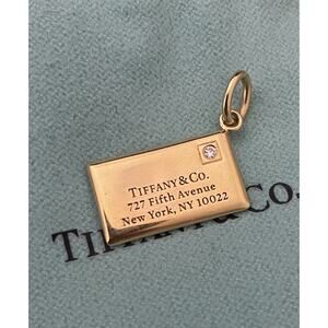 Tiffany & Co. 18k Gold Diamond Envelope Address Pendant Charm Necklace Bracelet